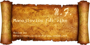 Manojlovics Füzike névjegykártya